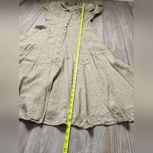 VTG Katie MFG Button Up Maxi Dress 3/4 Sleeve Collared Lightweight Texture Sz 16 - Picture 10 of 13